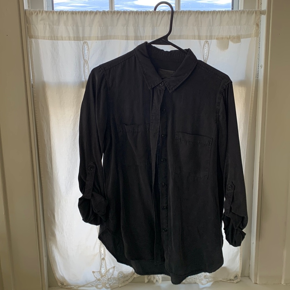 Soft faded black button up